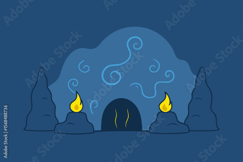 Mysterious Cave Entrance  Ancient Mystery and Enigmatic Night