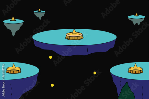 Surreal Floating Islands A Dreamlike Digital Art Illustration