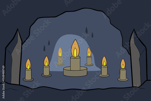 Enchanted Cave Candles Glow in Mysterious Darkness