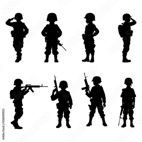 Historical boy soldiers vector set vintage military uniforms toy soldier style for educational content historical reenactment and costume design