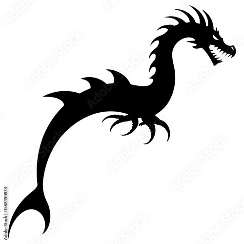 Dragon-like kraken vector sea serpent mythical beast for nautical horror ocean legends and fantasy game assets
