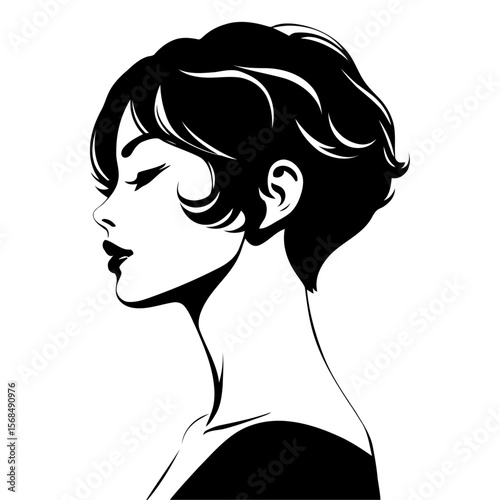 Short hair profile chic modern cut vector for barber shops gender-neutral fashion and editorial beauty spreads