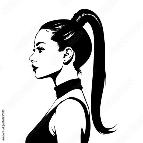 Messy bun ponytail hybrid style vector for bohemian fashion festival branding and carefree lifestyle campaigns