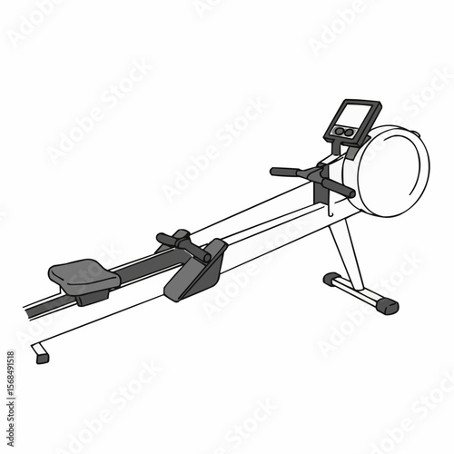 Rowing machine design in minimalist style with digital display  