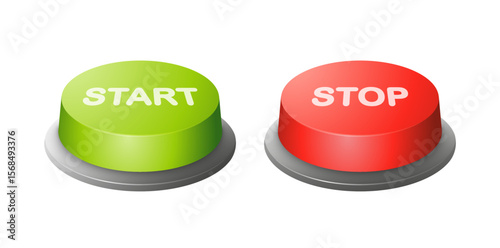 Green Start Button and Red Stop Button. Vector illustration
