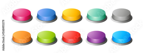 Different color buttons set in perspective. Vector illustration