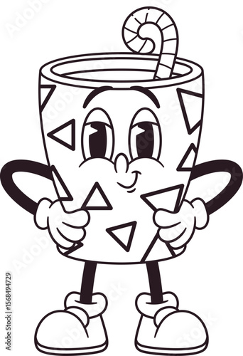 Cute groove black-and-white mug character
