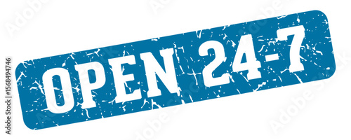 open 24 7 rectangular sign. open 24 7 stamp