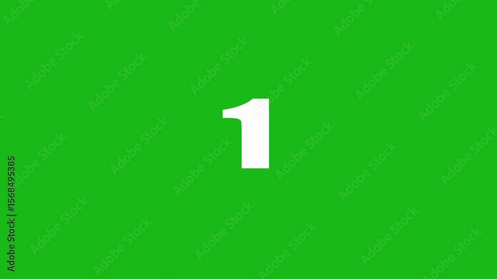 Minimal Countdown Timer Animation Template  Zoom In-Out White Numbers 10 to 0  Green & Black Screen Overlay