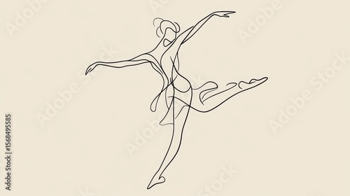 Simple ballerina drawing with one line. A woman dancing, like a ballet picture. Modern and basic design. Vector image.
