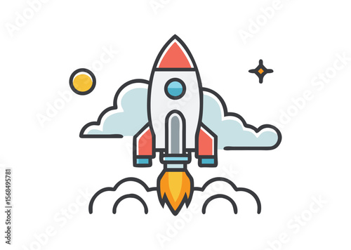 Space rocket Launch Vector Illustration