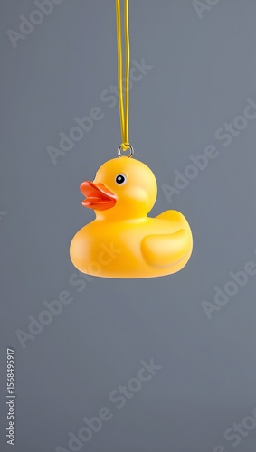 Hanging yellow rubber duck toy for bath time fun cute ducky for kids bath toy product