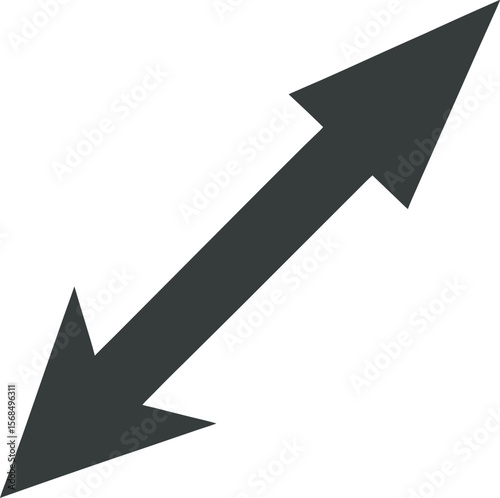 Black double-headed arrow pointing in opposite diagonal directions on a white or transparent PNG background