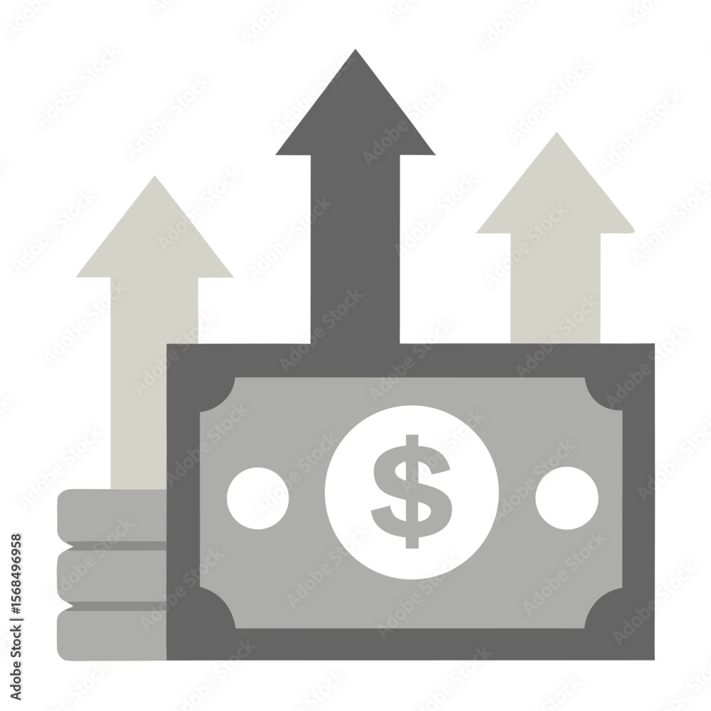 Money growth arrows and dollar bill finance up arrows Money growth arrows and dollar bill finance up arrows