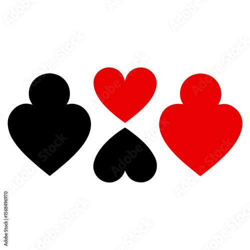 Red hearts on white background love romance