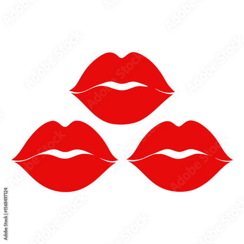 Three red lips beauty fashion