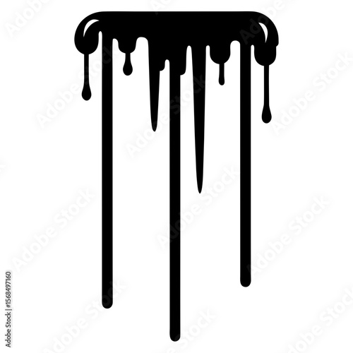 Black Paint Drips strokes liquid