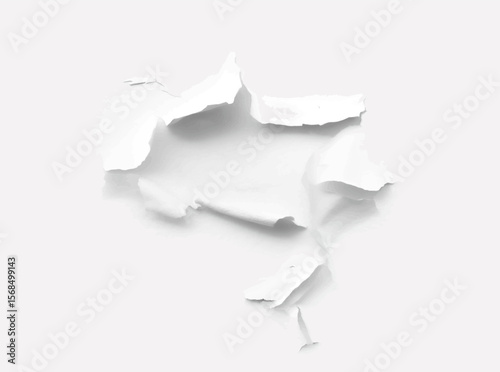 ragged Hole torn in ripped paper on transparent background. Vector illustration