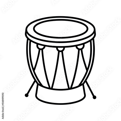 Drum Outline Line Art Vector Illustration