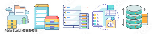 Conceptual illustration of cloud data storage, backup and security systems