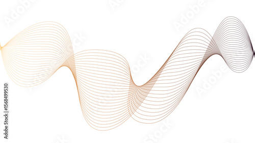 	
Vector curvy abstract line art wavy flowing dynamic colorful lines white background in concept music or sound, wave, wind, information flow	
