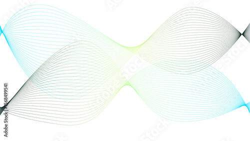 	
Vector curvy abstract line art wavy flowing dynamic colorful lines white background in concept music or sound, wave, wind, information flow	
