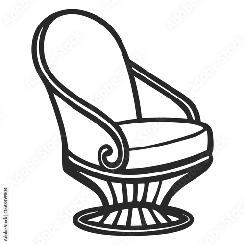 Modern Swivel Lounge Chair Outline Vector