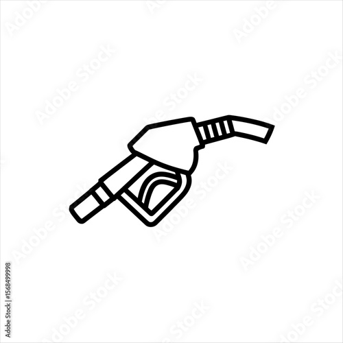 Simple black line art icon of a gasoline pump nozzle on a white background