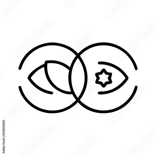 Intersecting symbols representing different cultural perspectives  