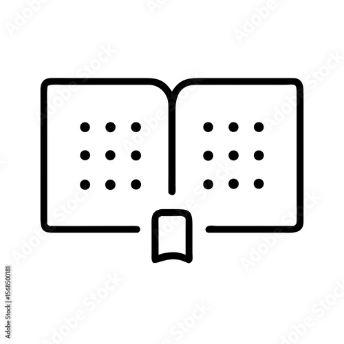Braille book icon with open pages and bookmark in simplistic design  
