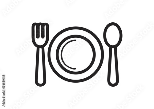 Plate fork and spoon Vector Illustration