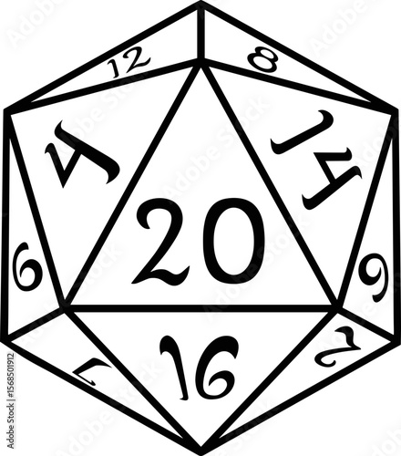 D20 Dice SVG, D20 Dice Isometric SVG, 20-sided dice SVG