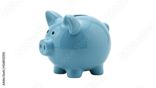 Blue Piggy Bank Isolated on Transparent Background PNG