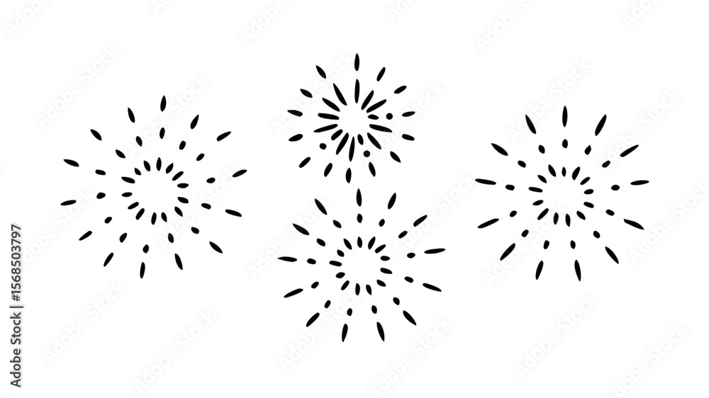 Hand drawn firework burst vector illustration for graphic design elements art Hand drawn firework burst vector illustration for graphic design elements art