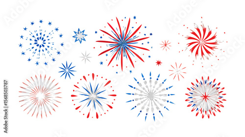 Watercolor fireworks illustration for th of july celebration independence day
