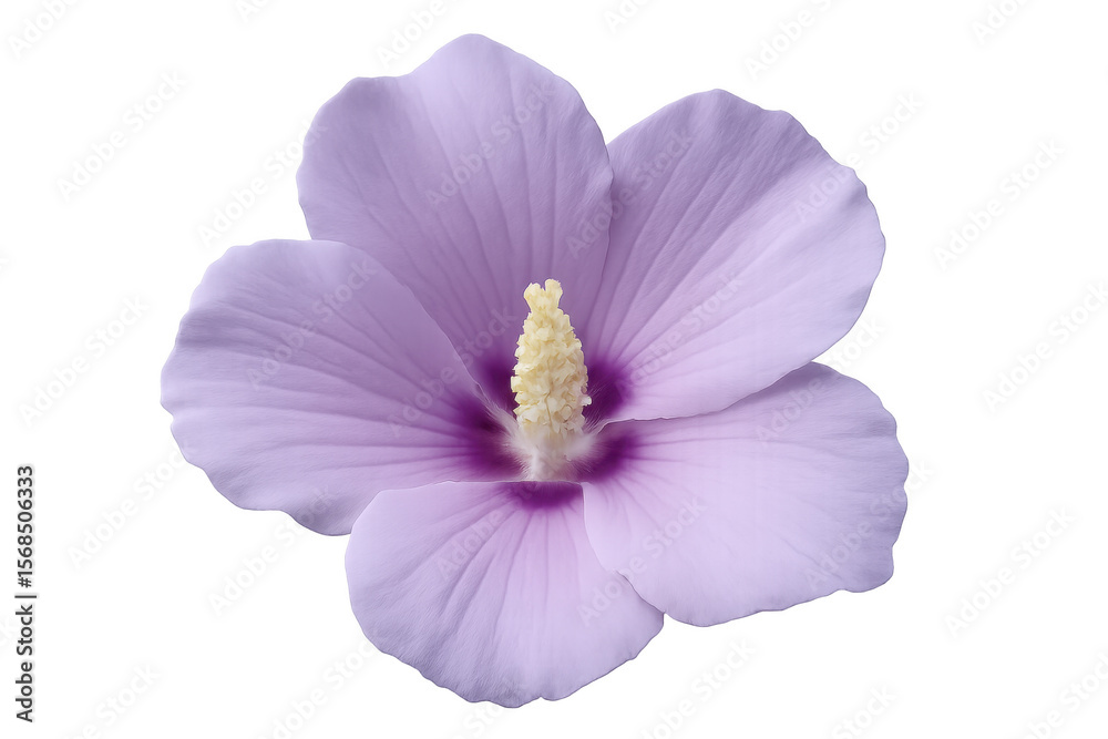Light purple hibiscus flower blooming on a transparent background, perfect for design projects needing a touch of natural beauty Light purple hibiscus flower blooming on a transparent background, perfect for design projects needing a touch of natural beauty
