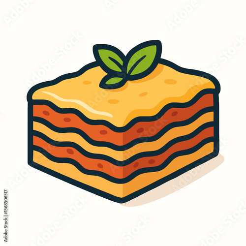 Delicious Cartoon Lasagna Slice Illustration