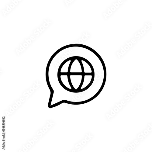 Speech Bubble with Globe Icon: Global Communication, Language Translation, and International Chat Symbol