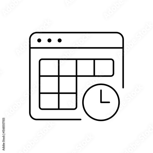 Calendar with Clock Icon: Time Management, Event Scheduling, and Appointment Planning Interface Symbol