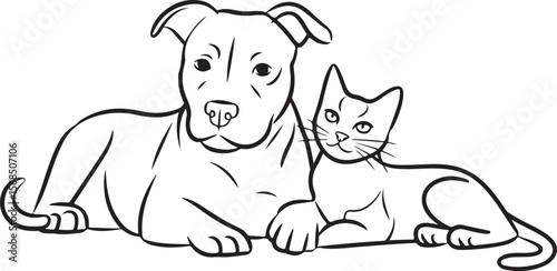 Pets Companionship Black White Outline