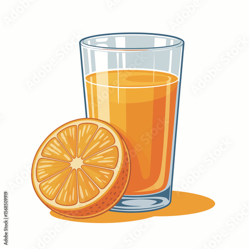 Glass of Orange Juice with Orange Slice