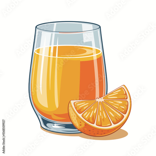 Glass of Orange Juice with Orange Slice