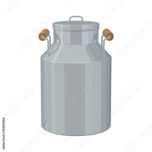 Vintage Metal Milk Can with Wooden Handles