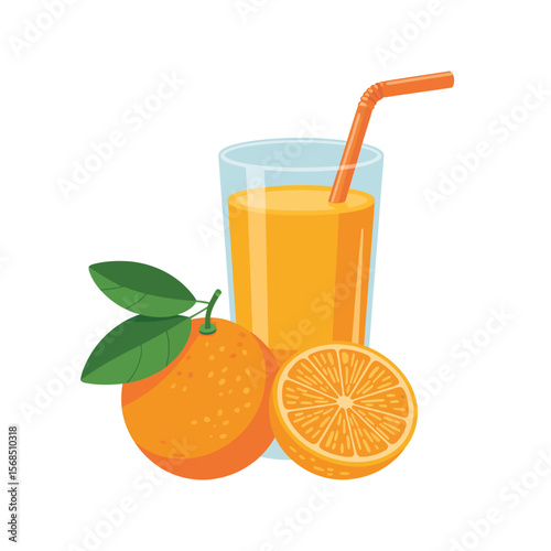Fresh Orange Juice with Orange Slices