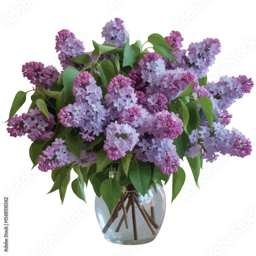 Lilac Bouquet in Vase Vibrant Floral Still Life