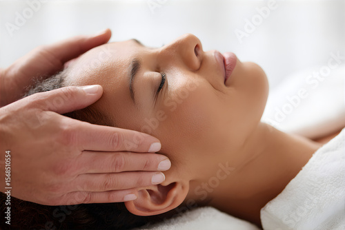 Wallpaper Mural Woman receiving a relaxing facial massage in a spa. Face treatment for beauty and skincare. Concept of self-care and wellness. Torontodigital.ca