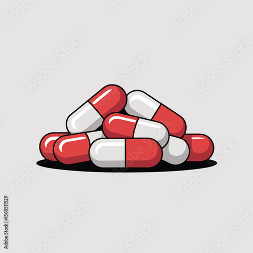 Pile of Red and White Medicine Capsules