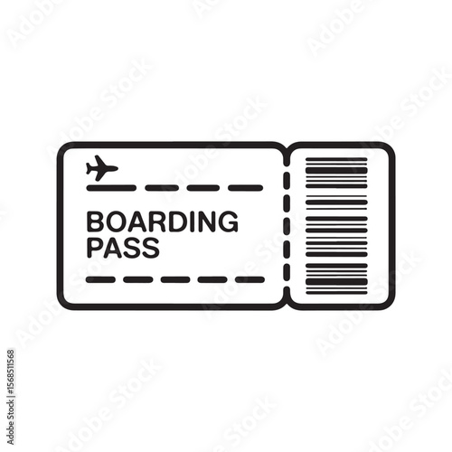 Black and White Airplane Boarding Pass Icon airplane ticket