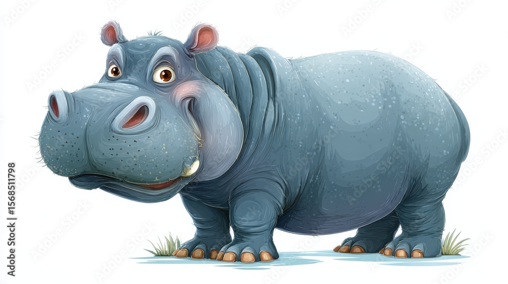 Fototapeta premium Cartoon Hippo Vector, no logos, no brands