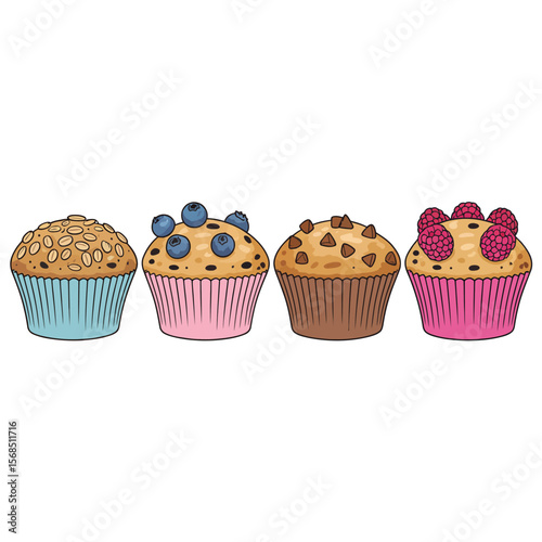 Colorful Variety of Delicious Muffins